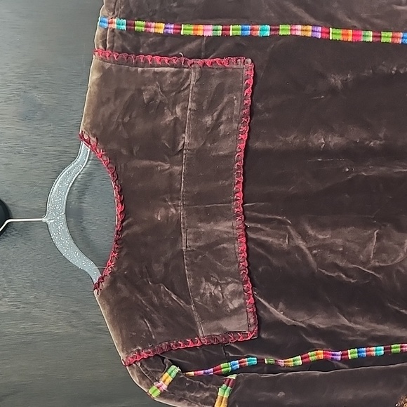 Rare brown velvet antique Bedouin embroidered dress up to XXL - Picture 7 of 9